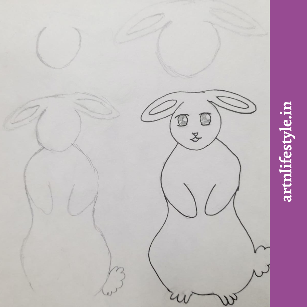 easy bunny drawing tutorial