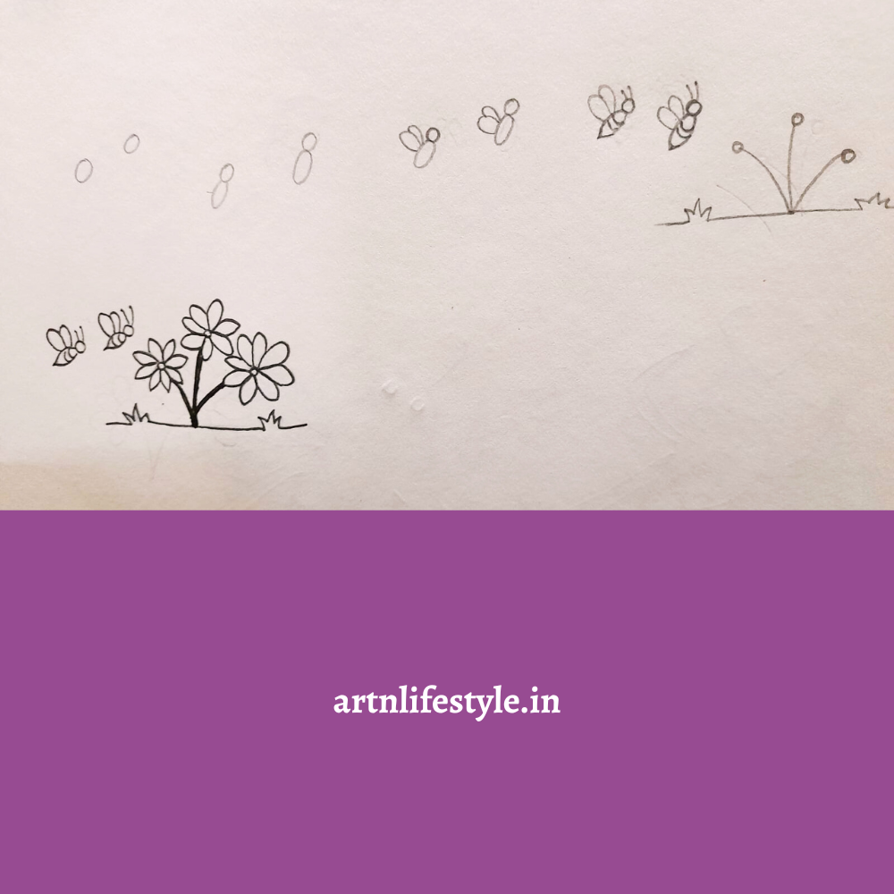 how to draw a honey bee