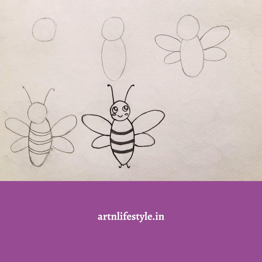 how to draw a honey bee