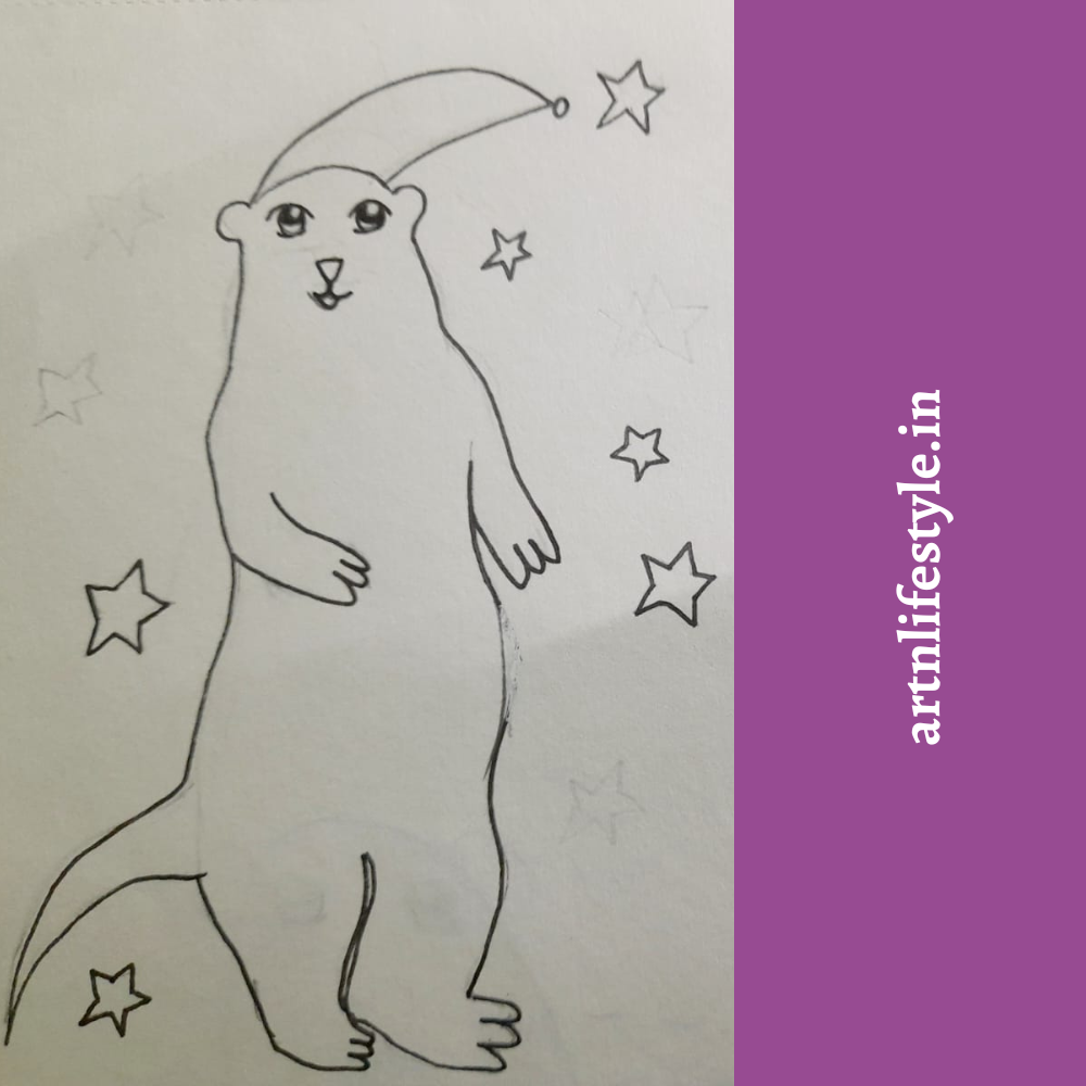 simple otter drawing for kids