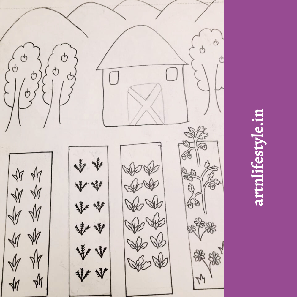 simple farm drawing ideas