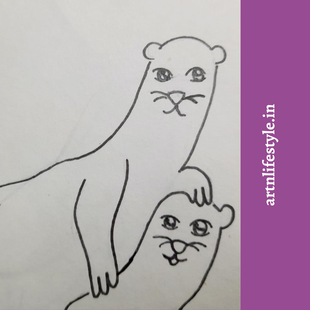 simple otter drawing for kids