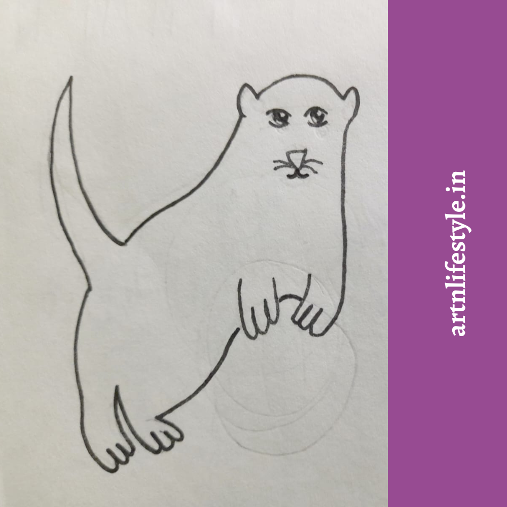 simple otter drawing for kids
