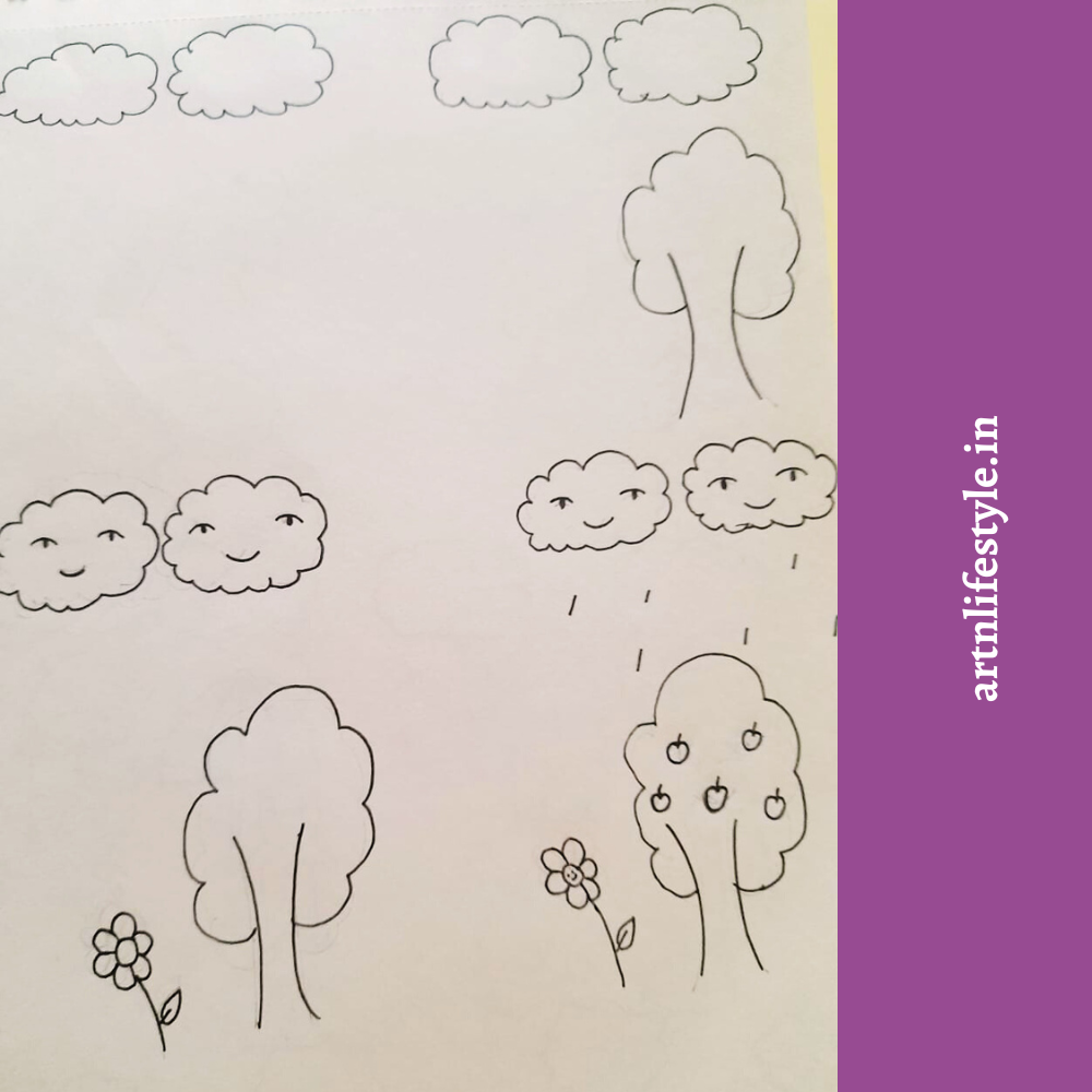 how to draw rainy day