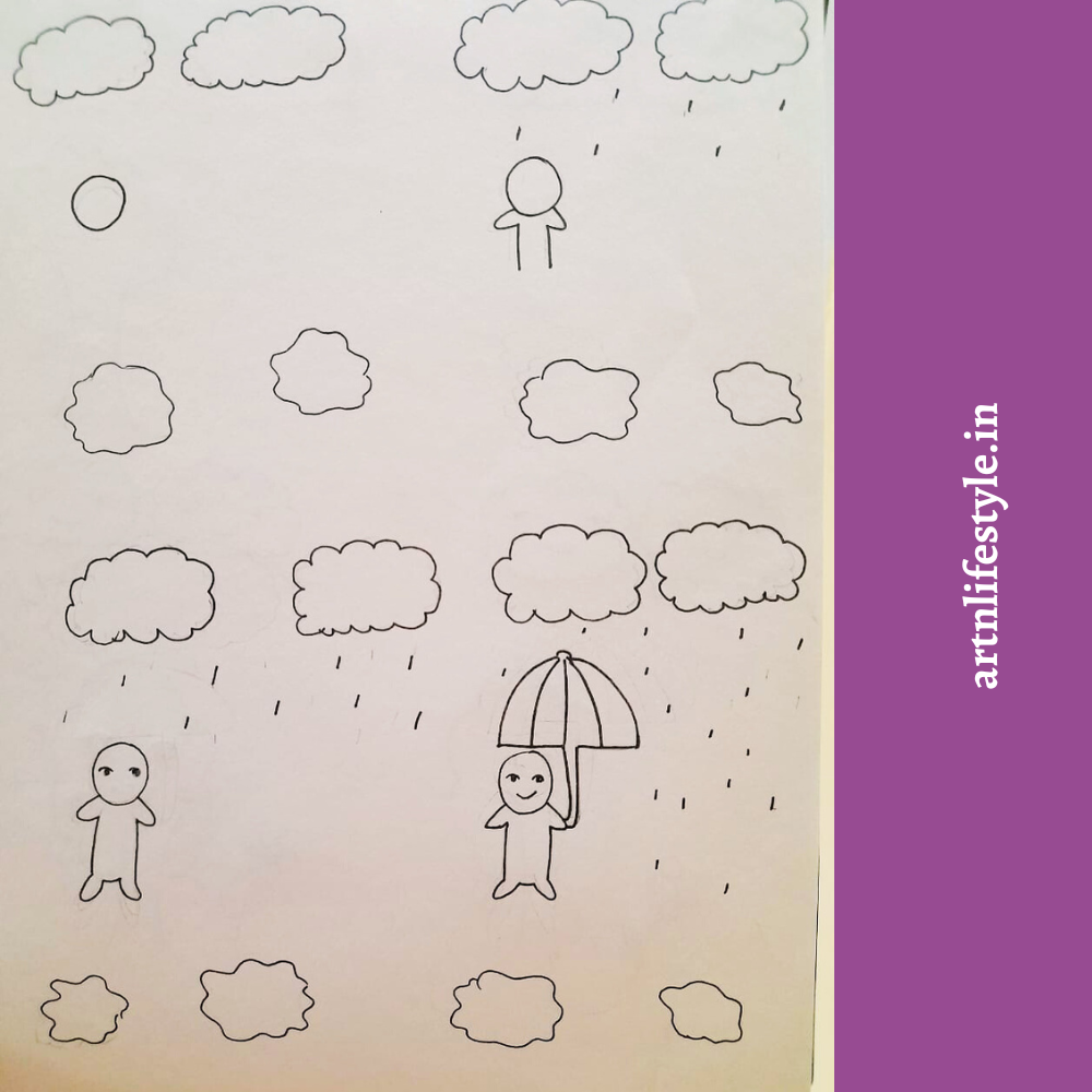 how to draw rainy day