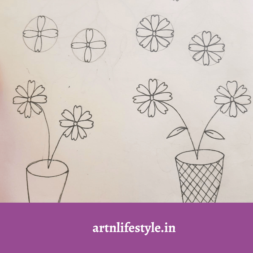 drawing of flowers step by step
