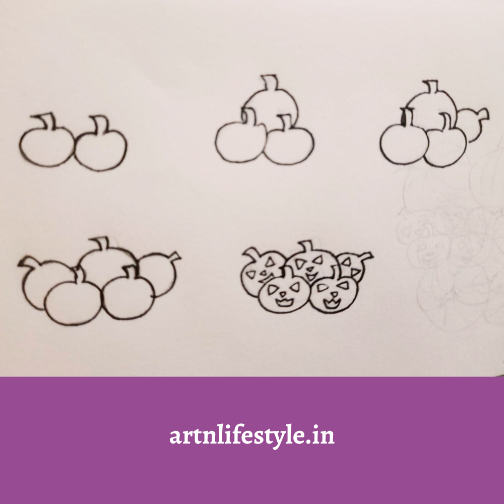 step by step pumpkin drawing