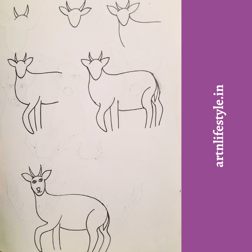 how to draw a deer for kids