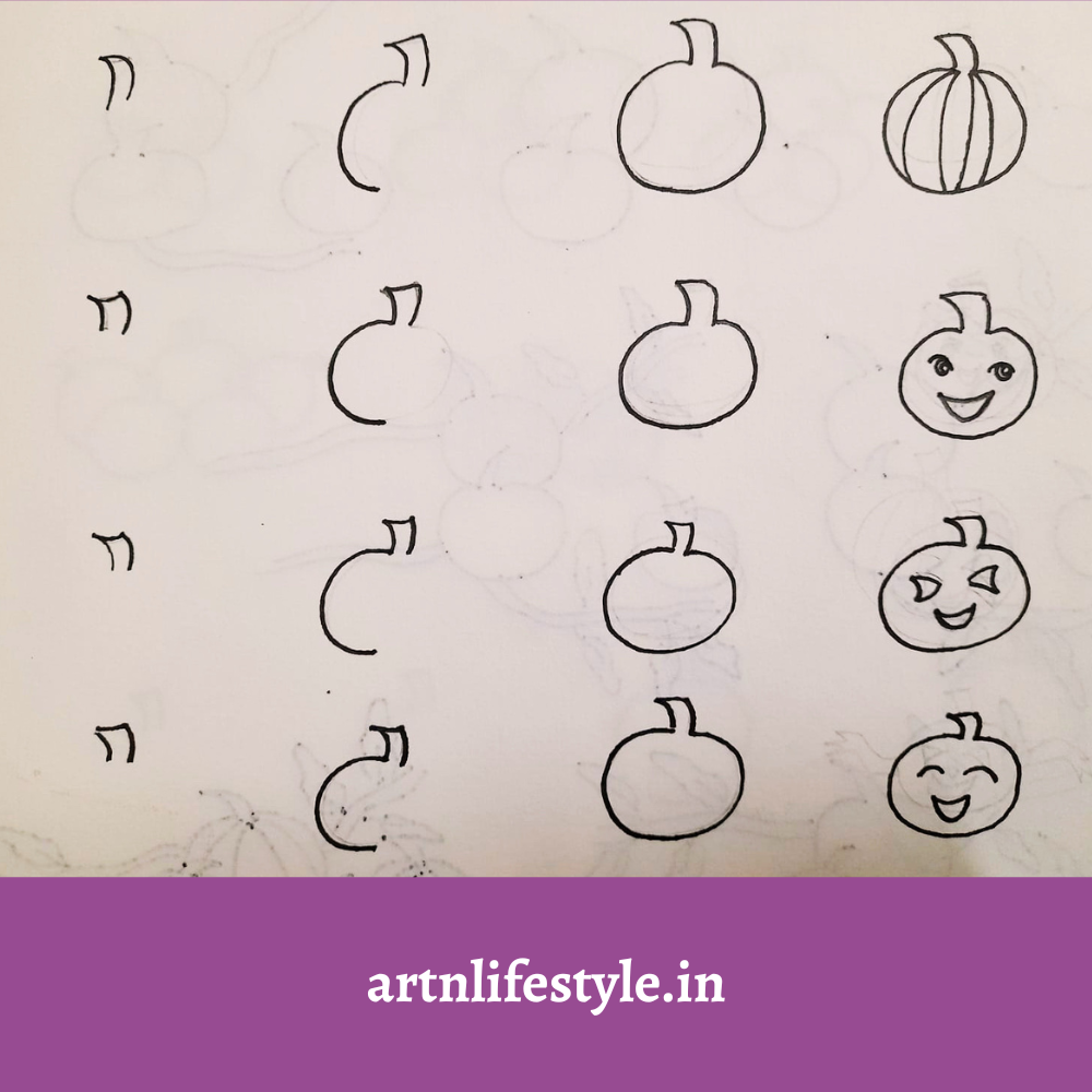 step by step pumpkin drawing