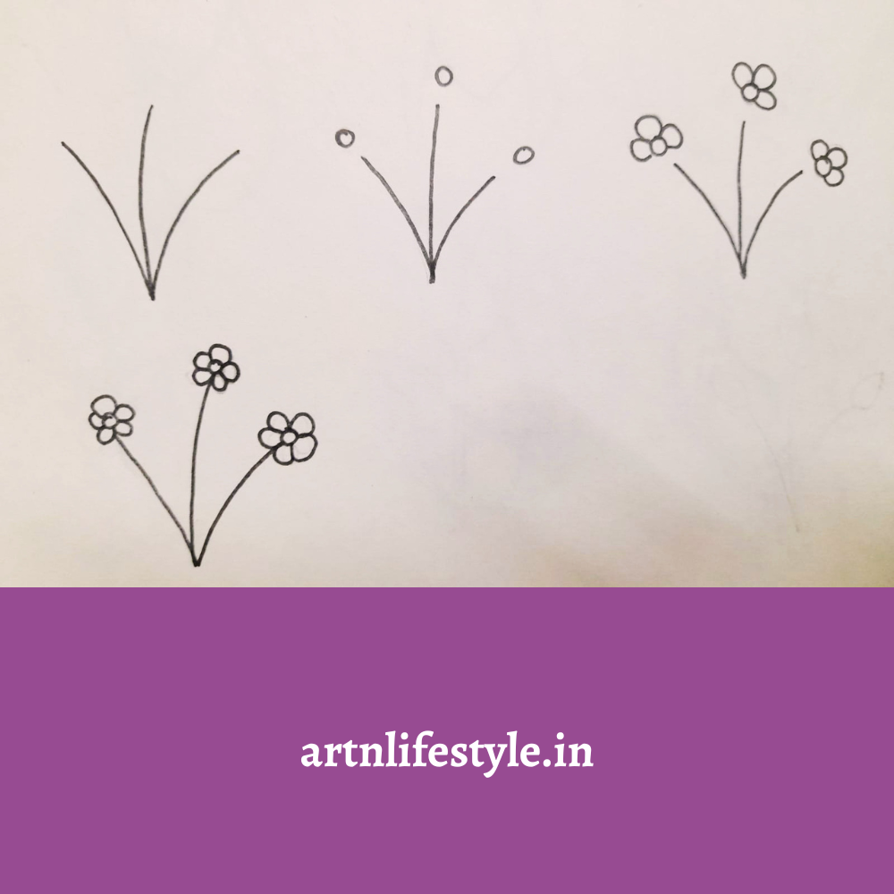 drawing of flowers step by step