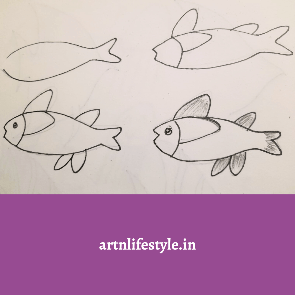 step by step fish drawing for kids